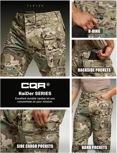 Miniatura 6 de CQR Pantalones tácticos para hombre, resistentes al agua, pantalones cargo Ripstop, ligeros EDC trabajo, senderismo, ropa para exteriores
