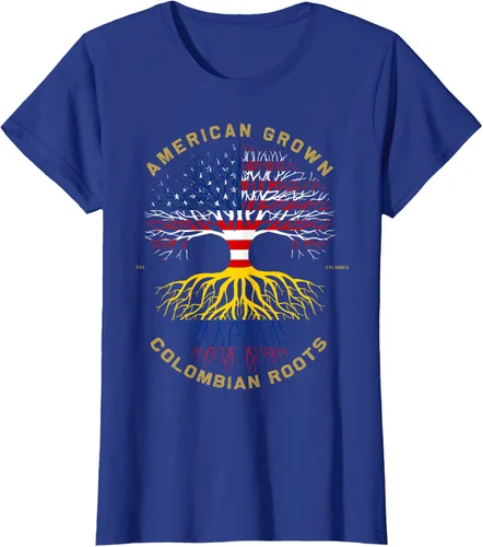 Miniatura 83 de Camiseta de regalo con la bandera de Estados Unidos con árbol de raíces colombianas