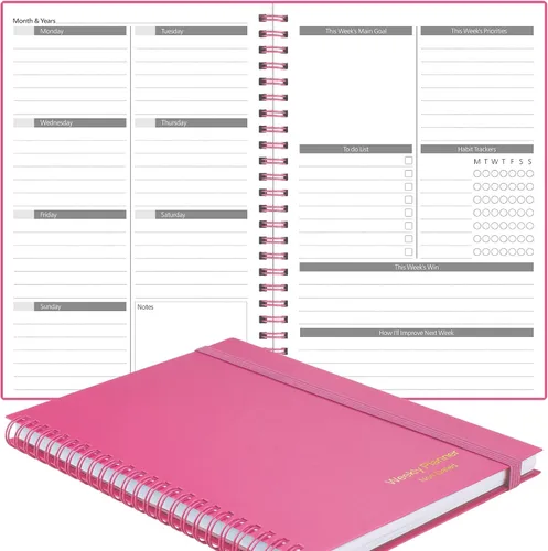 Asten - Agenda semanal sin fecha, planificador de objetivos, planificadores de lista de tareas, planificador en espiral para hombres y mujeres, tapa