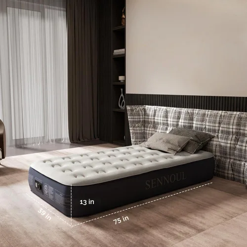 Miniatura 6 de SENNOUL Colchón de aire tamaño individual con bomba incorporada, autoinflable rápido de 2 minutos, cama inflable máxima de 13 pulgadas/550 libras