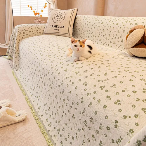 Miniatura 35 de VClife Soft Couch Cover, Vintage Brown Floral Jacquard Couch Covers for Dog, French Cottage Botanical Sofa Cover for 2 Cushion Sofa, Washable