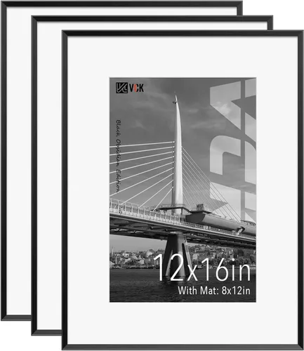 Miniatura 28 de VCK Marco de Fotos de 5 x 7 Pulgadas Negro, Marco de Poster de Aluminio de Alta Calidad con Vidrio Templado, Para Mostrar Fotos de 4 x 6
