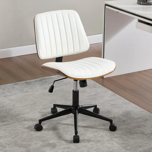 Miniatura 11 de VipDesk Silla pequeña de oficina en casa, silla de escritorio sin brazos con respaldo medio con giro de 360° y ruedas, silla de computadora moderna