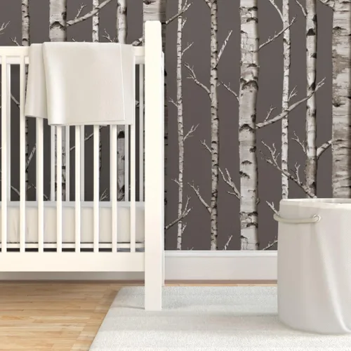 Miniatura 6 de Peel & Stick Wallpaper Swatch - Birch Grove Forest Woods Trees Rustic Custom Removable Wallpaper by Spoonflower