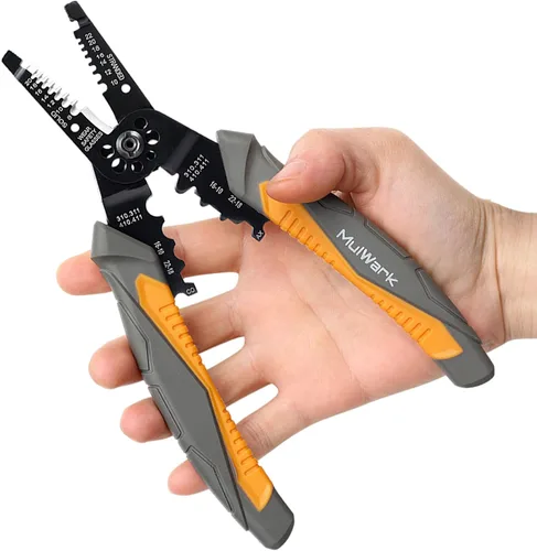 Miniatura 8 de MulWark Pelacables automático autoajustable 3 en 1, cortador/engarzador, alicates múltiples de 8 pulgadas para pelar cables eléctricos, corte