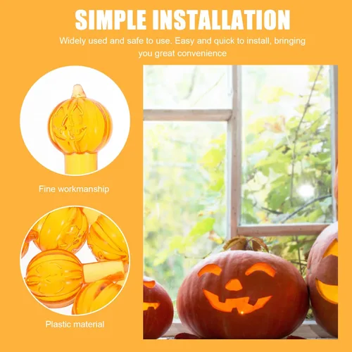 Miniatura 3 de OSALADI 60 bombillas de calabaza de repuesto para árbol de cerámica de Halloween, bombillas temáticas de Halloween para decorar árboles de fiesta