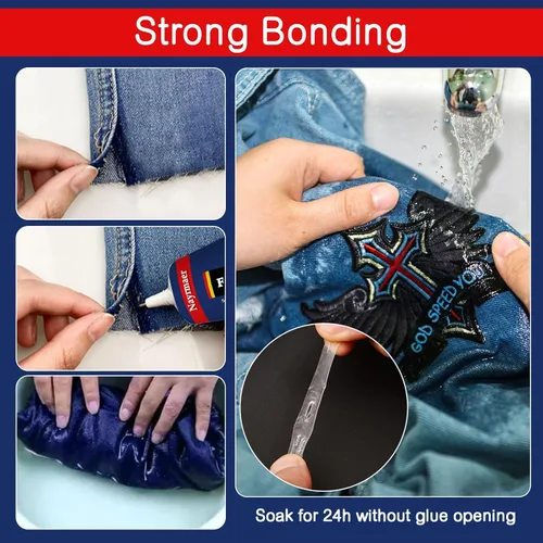 Miniatura 6 de Pegamento para tela, adhesivo permanente transparente lavable para ropa para todas las telas, algodón, franela, mezclilla, cuero, poliéster