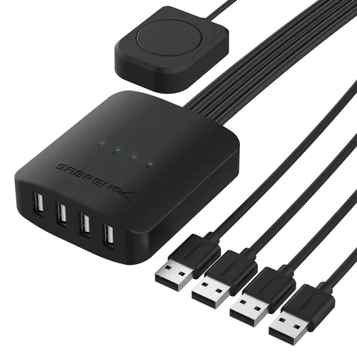 Miniatura 10 de SABRENT Interruptor de uso compartido USB 2.0 para múltiples computadoras y periféricos Indicadores de dispositivo LED (USB-SW20) Negro