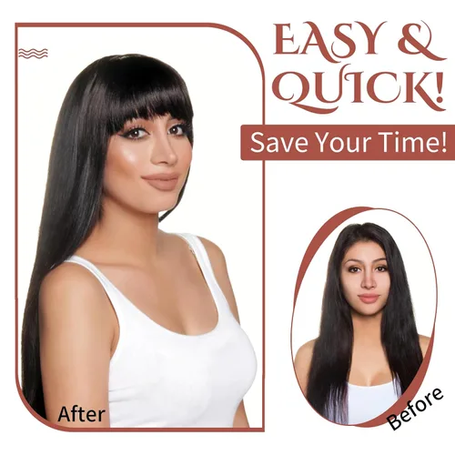 Miniatura 6 de FELENDY Flequillo con clip, 100% cabello humano, flequillo francés, flequillo, flequillo, natural, recto, frontal, plano, limpio, completo bang