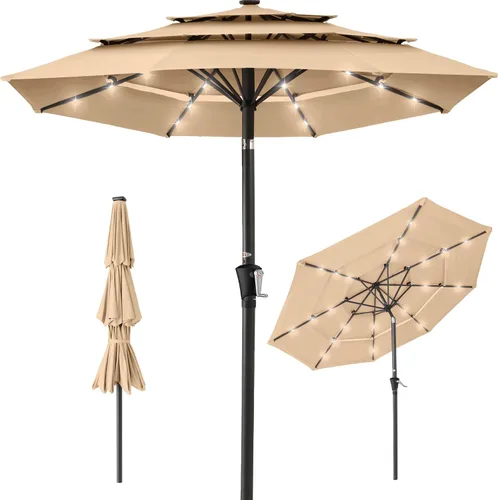 Miniatura 27 de Best Choice Products - Sombrilla solar de 10 pies de 3 niveles para patio, sombrilla de sol para exteriores, mercado, patio trasero, terraza, junto