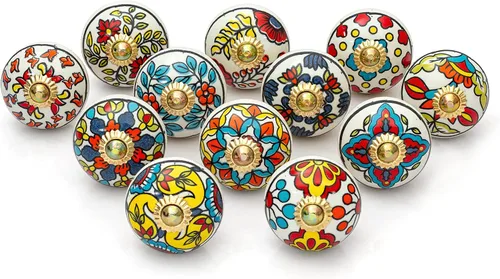 Pomos de cerámica antiguos pintados a mano, contemporáneos tiradores de cajón de tocador y pomos de manija de muebles para armarios, armarios,