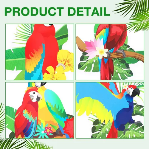 Miniatura 4 de Crtiin 30 suministros de fiesta de pájaros tropicales, decoraciones hawaianas tropicales, loro tucán colgante, remolino, decoración de techo