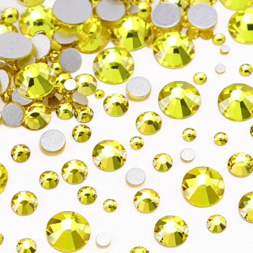 Miniatura 8 de Dowarm 2650 diamantes de imitación de cristal con parte trasera plana, 6 tamaños de 0.059 in a 0.256 in, cristales de parte trasera plana