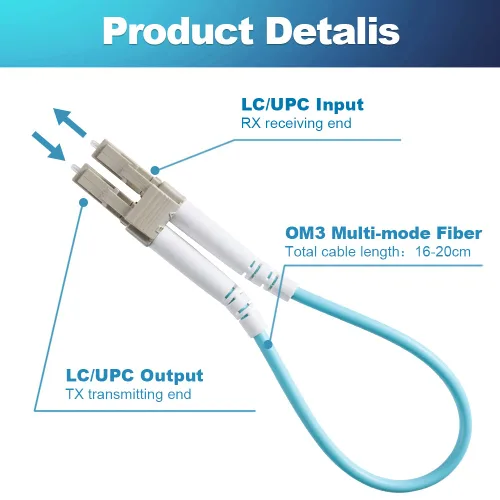 Miniatura 4 de GwliUni 4 unids OM3 Loopback Plug Tester Multimodo LC-UPC Fibra óptica Duplex Cable Adaptador 50/125