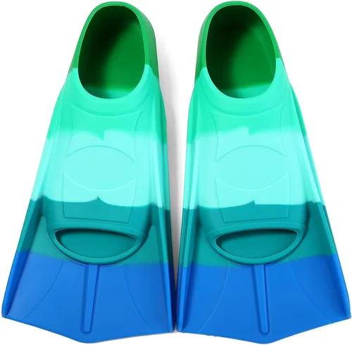 Miniatura 16 de Aletas de natación para niños, aletas cortas para niños y jóvenes, aletas de natación para entrenamiento de natación para niños, niñas, niños Azul