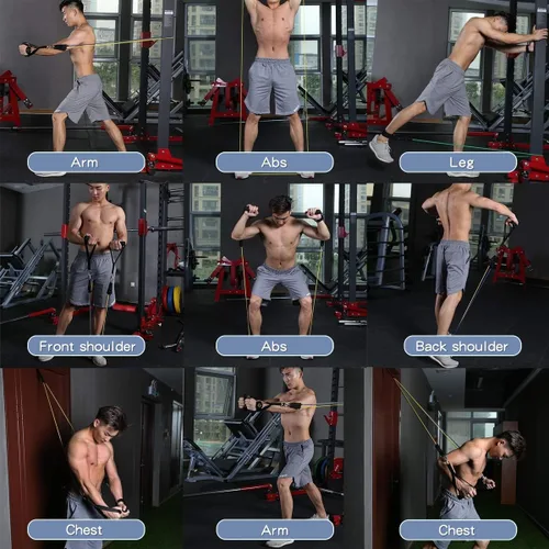 Miniatura 6 de WHATAFIT Bandas de resistencia, bandas de ejercicio, bandas de resistencia para entrenamiento, bandas de entrenamiento con asas para hombres