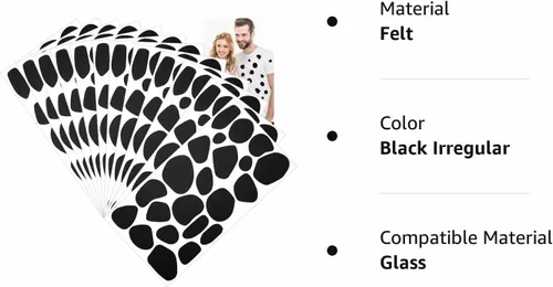 Miniatura 5 de Iceyyyy 12 hojas de círculos de fieltro adhesivos negros – más de 200 piezas de almohadillas adhesivas de fieltro negro para proyectos de bricolaje