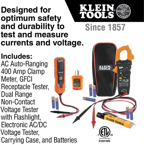 Miniatura 3 de Klein Tools Kit de prueba eléctrica con medidor de abrazadera, juego de alicates aislados y más