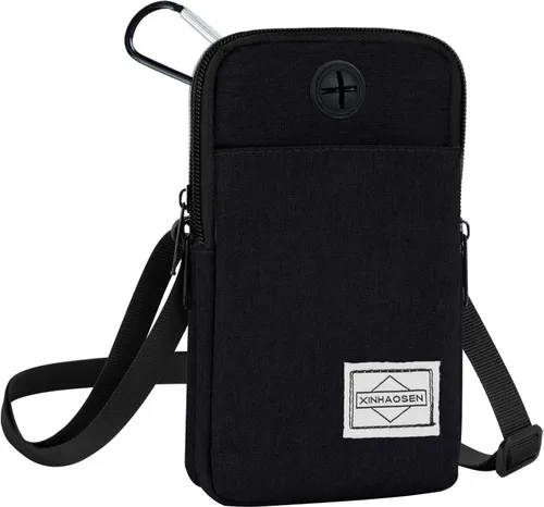 HOTEMIA Bolso para teléfono móvil, paquete de cintura, bolsa bandolera de viaje, brazalete deportivo para el brazo con correa para el hombro Negro