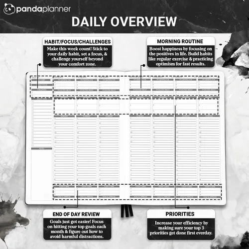 Miniatura 2 de Panda Planner Agenda semanal 2025-2026, sin fecha, para oficina, escuela y hogar, cuaderno organizador de cuero vegano suave de 8 x 11 pulgadas