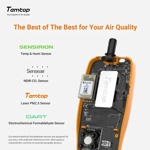 Miniatura 4 de Temtop Monitor de calidad del aire Detector de CO2 profesional Dióxido de carbono PM2.5 PM10 formaldehído Monitor de temperatura y humedad
