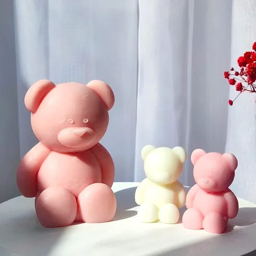 Miniatura 4 de Paquete de 2 moldes para velas de osos sentados, lindos moldes de silicona de oso para resina de cera, velas de animales, moldes de jabón hechos a