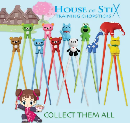 Miniatura 7 de Palillos de entrenamiento para niños pequeños, niños y adultos con 4 pares de ayudantes de dedos extraíbles, diseño de animales, sin BPA, aptos