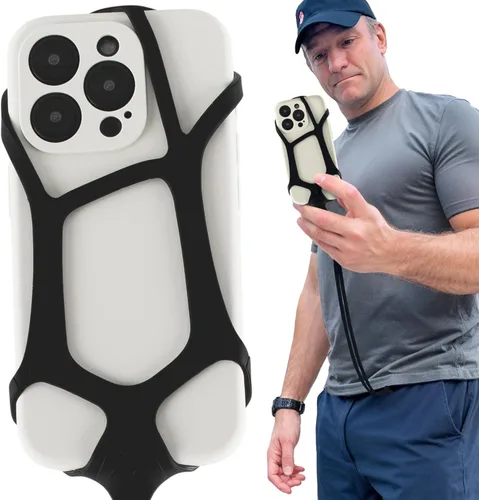 Pulpo - Cordón de seguridad para teléfono celular, color negro, se adapta a teléfonos inteligentes de 6.1 a 6.8 pulgadas, correa antirrobo para