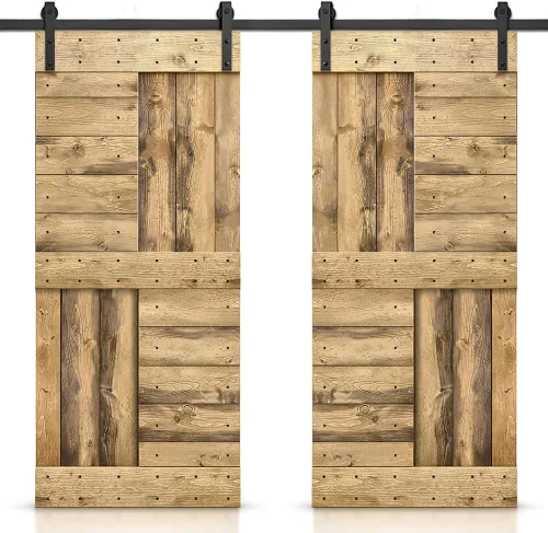 Miniatura 48 de TMS Serie N - Puerta corrediza interior de madera de pino anudada con kit de herrajes deslizantes (32 x 84 pulgadas, blanco)