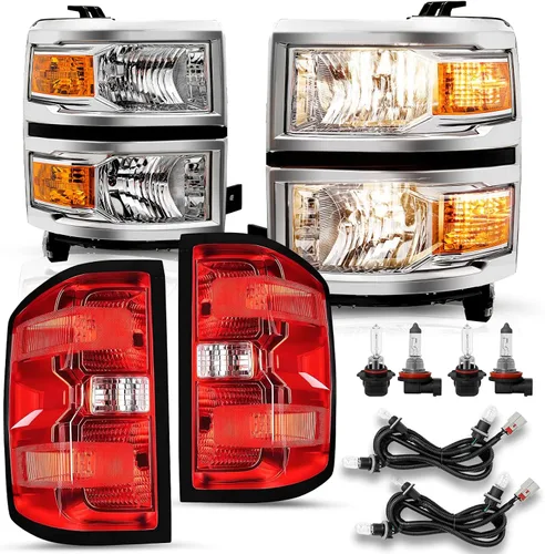 Miniatura 24 de JSBOYAT Conjunto de faros delanteros y luces traseras 2014 2015 Chevy Silverado 1500 Camioneta Pickup [Estilo de fábrica OE] lado del pasajero