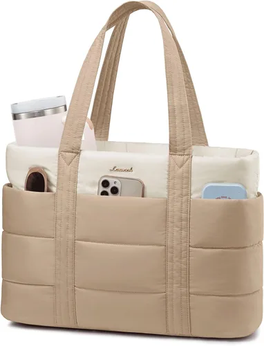 Miniatura 22 de LOVEVOOK: bolsa de mano para mujer, bolsa de trabajo grande acolchada para laptop, bolsa de viaje ligera con cremallera, regalos para mujer