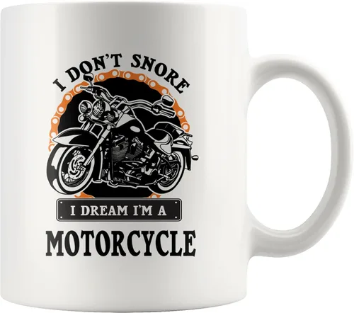Panvola Taza de café de cerámica con texto en inglés "I Don't Snore I Dream I'm A Motorcycle Gifts For Biker Rider Motor Bike Lover For Dad Uncle