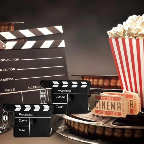 Miniatura 5 de Junkin Llavero de tablilla a granel con cinta métrica temática de película, recuerdos de fiesta nocturna para premios de recuerdo (24 unidades)