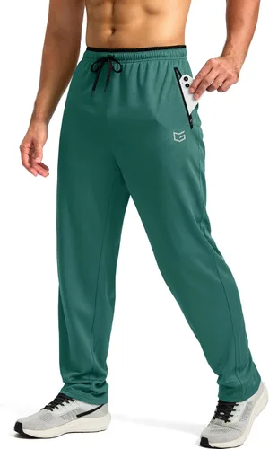 G Gradual Pantalones deportivos para hombre con parte inferior abierta, pantalones de entrenamiento con bolsillos con cremallera, malla ligera para