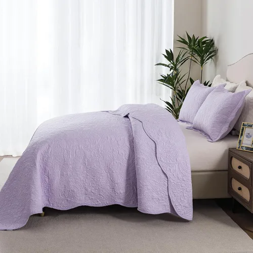 Miniatura 84 de HoneiLife - Juego de colcha de tamaño Queen, juego de ropa de cama de pana bordada de 3 piezas, colcha de lujo, ligera, cálida, para todas las Pana