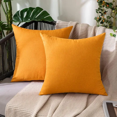 Miniatura 35 de MIULEE Paquete de 2 fundas decorativas para almohadas de exterior, sólidas, impermeables, de lino sintético, estilo granja de jardín, fundas de Óxido