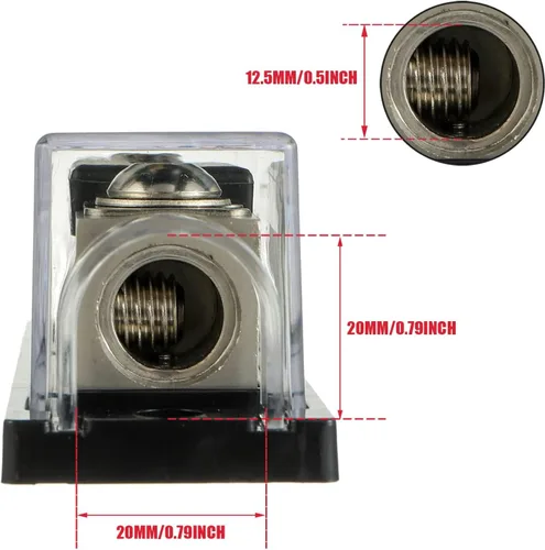 Miniatura 4 de BOJACK - Portafusibles ANL en línea de calibre 0/2/4 AWG con fusible de 120 amperios