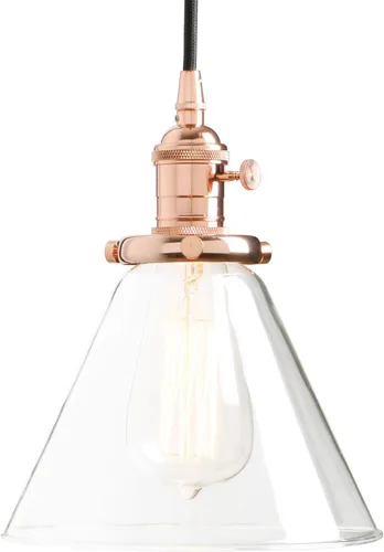 Miniatura 21 de PERMO Moderno accesorio de iluminación colgante con globo de vidrio transparente redondo de 5.9 pulgadas, pantalla soplada a mano, lámpara
