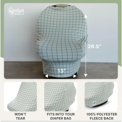 Miniatura 4 de Parker Baby - Funda de asiento de automóvil 4 en 1 para niñas y niños, toldo elástico para asiento de automóvil, funda de lactancia, funda