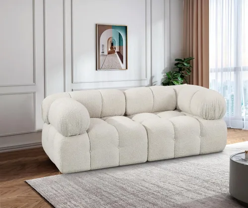 Miniatura 2 de Meridian Furniture 611Cream-S68A Colección Ames Moderno Sofá modular contemporáneo con tela de boucle color crema, modular para crear