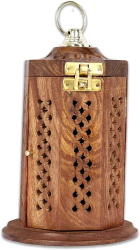 Bless-International Soporte Tradicional Hecho a Mano para Varas de Incienso de Madera, Atrapa Cenizas para Aromaterapia, Meditación, Yoga (Caja de 7