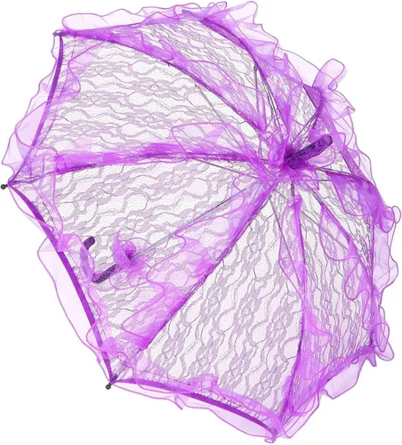 Sombrilla de encaje, sombrilla de encaje, 22.2 x 22.2 pulgadas, decoración de boda, paraguas de encaje plegable de tela de encaje para fiestas de