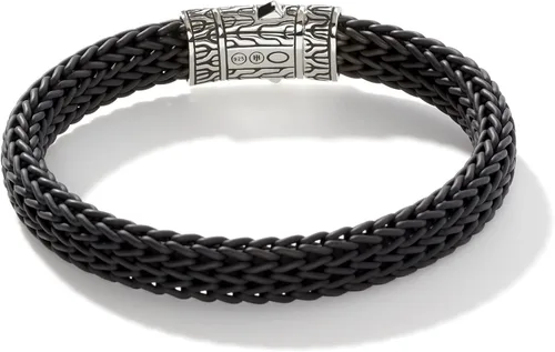 Miniatura 4 de Pulsera clásica de plata de 0.413in de caucho negro con cierre de empuje