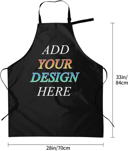Miniatura 4 de Delantal de cocina con bolsillos, babero ajustable para hombres y mujeres, impermeable, chef, parrilla, barbacoa, dibujo Custom