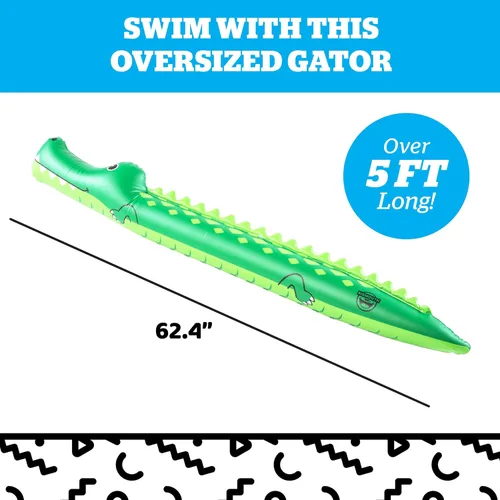Miniatura 3 de Fideos inflables de cocodrilo, divertidos flotadores de fideos de piscina para niños y adultos, decoración ridícula de fiesta de piscina Verde