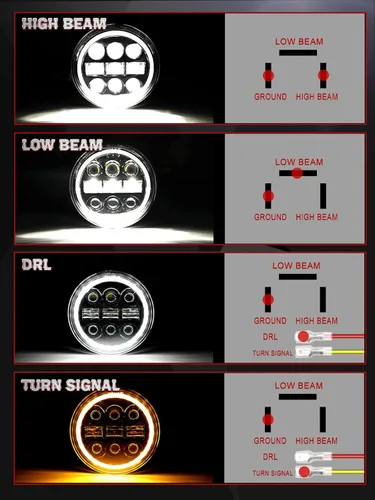 Miniatura 4 de CO LIGHT 5-3/4 5.75 pulgadas LED Halo motocicleta faro Hi/Lo Beam blanco/ámbar DRL proyector LED sellado haz faro 1 unid