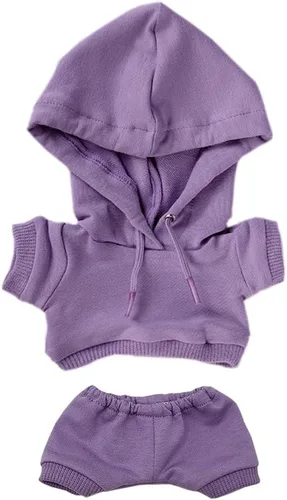 niannyyhouse Ropa deportiva de felpa de 7.9 in, ropa deportiva elástica y sólida, con capucha, pantalones, juguete de peluche suave, accesorios de