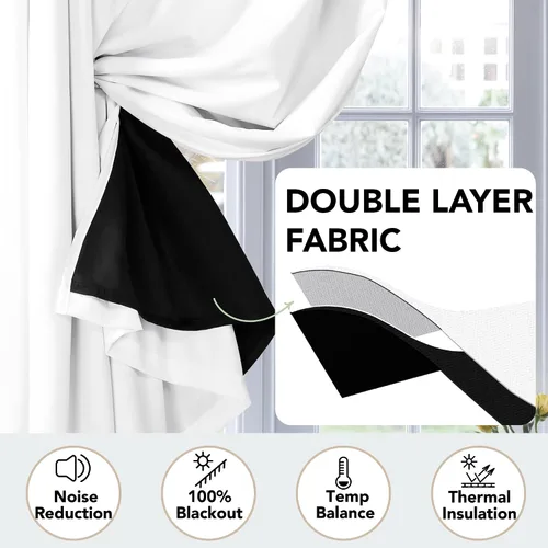 Miniatura 185 de Deconovo Cortinas opacas 100% con forro negro, cortinas con ojales aisladas térmicamente que reducen el ruido, doble capa para oscurecer