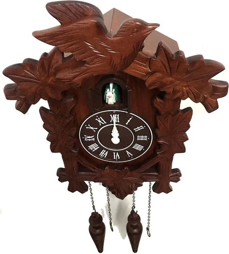 Miniatura 7 de Rylai Reloj de Cuco Vintage Grande de Madera para Pared Hecho a Mano 13x9.5 Pulgadas Marrón Tamaño grande 13x9.5 pulgadas Diseño tradicional Blanco
