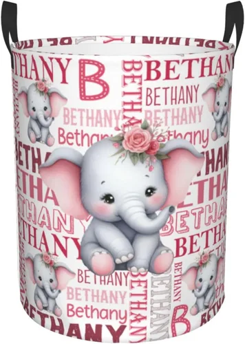 Miniatura 16 de ZOE DAVISON Cestas de lavandería personalizadas de elefante, regalos personalizados de elefante, cesta de lavandería con nombre personalizado